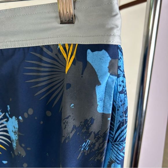 Tropical Tie Dye Men's Swim Trunks Large Board Shorts Palms Marble - Picture 12 of 13